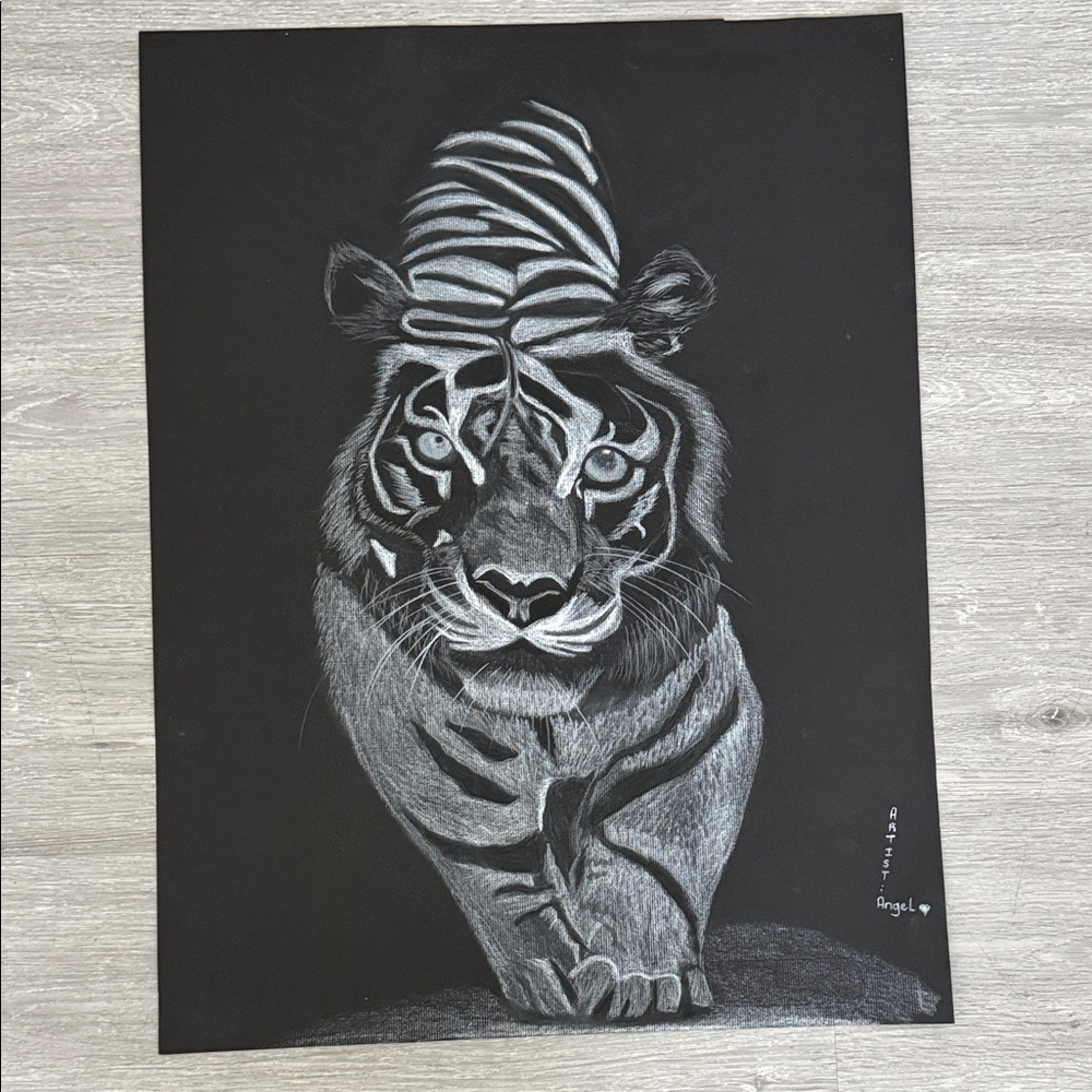 Black and White Tiger Art Print - Picture 1 of 1